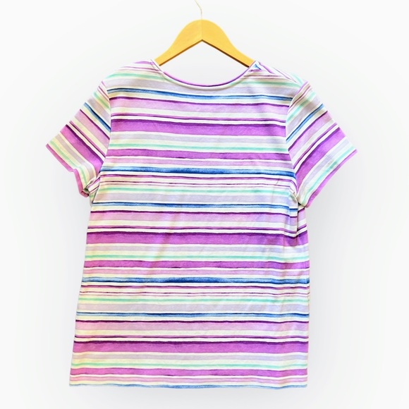 Croft & Barrow Purple Striped Classic Tee Shirt size Large - Picture 4 of 4
